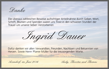Anzeige von Ingrid Dauer von MGO