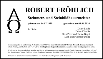 Anzeige von Robert Fröhlich von MGO