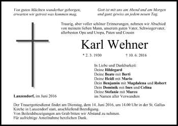 Anzeige von Karl Wehner von MGO