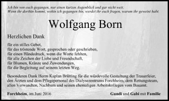 Anzeige von Wolfgang Born von MGO