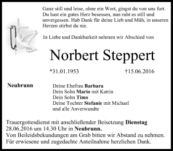 Anzeige von Norbert Steppert von MGO