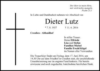 Anzeige von Dieter Lutz von MGO