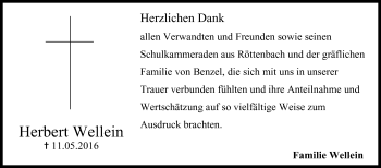 Anzeige von Herbert Wellein von MGO