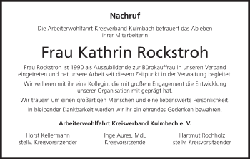 Anzeige von Kathrin Rockstroh von MGO