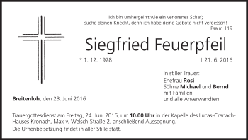 Anzeige von Siegfried Feuerpfeil von MGO