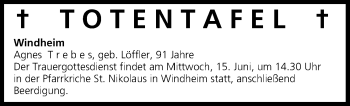 Anzeige von Totentafel vom 15.06.2016 von MGO