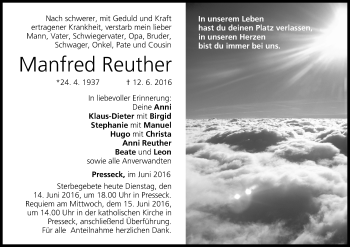 Anzeige von Manfred Reuther von MGO