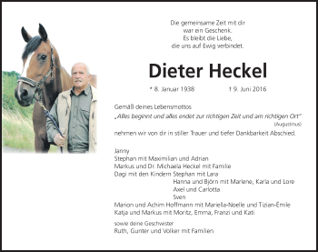 Anzeige von Dieter Heckel von MGO