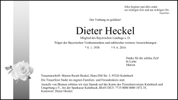 Anzeige von Dieter Heckel von MGO
