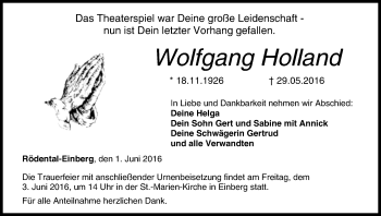 Anzeige von Wolfgang Holland von MGO