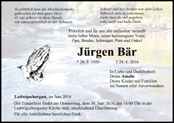 Anzeige von Jürgen Bär von MGO