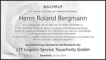 Anzeige von Roland Bergmann von MGO