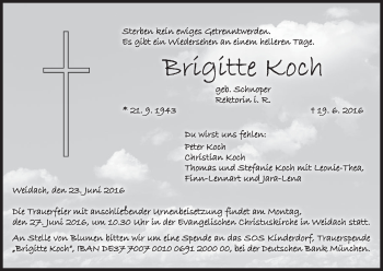 Anzeige von Brigitte Koch von MGO