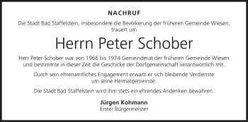 Anzeige von Peter Schober von MGO