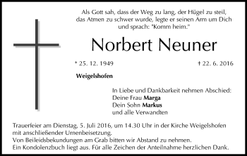 Anzeige von Norbert Neuner von MGO