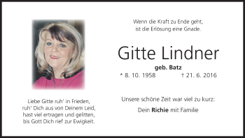 Anzeige von Gitte Lindner von MGO