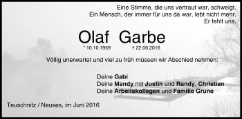Anzeige von Olaf Garbe von MGO