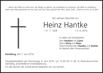 Anzeige von Heinz Hantke von MGO