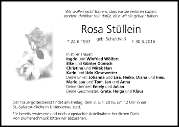 Anzeige von Rosa Stilllein von MGO