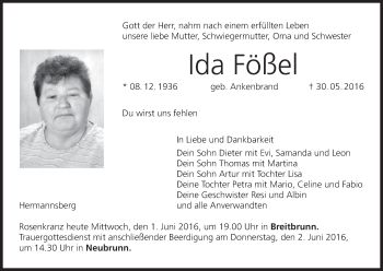 Anzeige von Ida Fößel von MGO