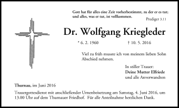 Anzeige von Wolfgang Kriegleder von MGO
