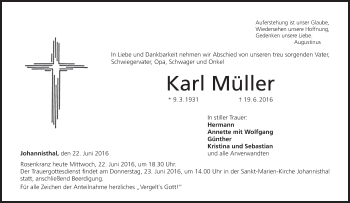 Anzeige von Karl Müller von MGO