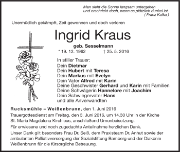 Anzeige von Ingrid Kraus von MGO