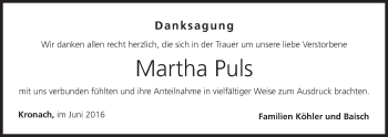 Anzeige von MArtha Puls von MGO