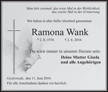 Anzeige von Ramona Wank von MGO