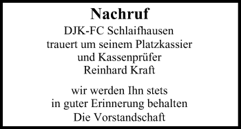 Anzeige von Reinhard Kraft von MGO