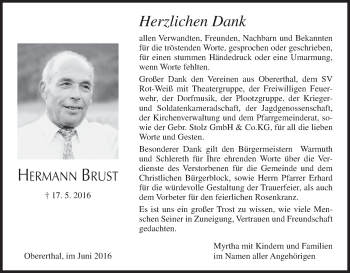 Anzeige von Hermann Brust von MGO