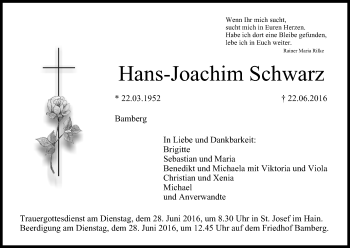 Anzeige von Hans-Joachim Schwarz von MGO