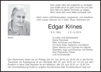Anzeige von Edgar Krines von MGO