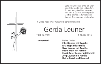 Anzeige von Gerda Leuner von MGO