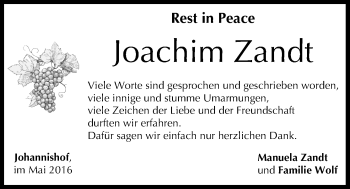Anzeige von Joachim Zandt von MGO