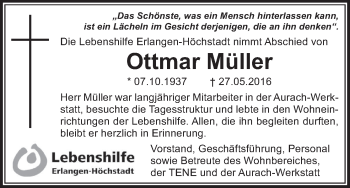Anzeige von Ottmar Müller von MGO