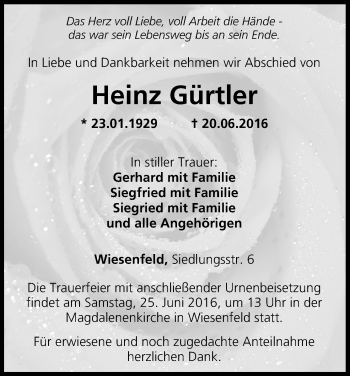 Anzeige von Heinz Gürtler von MGO