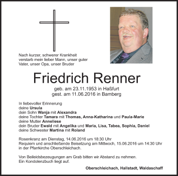 Anzeige von Friedrich Renner von MGO