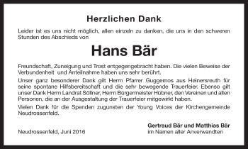 Anzeige von Hans Bär von MGO