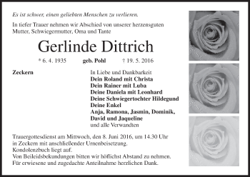 Anzeige von Gerlinde Dittrich von MGO