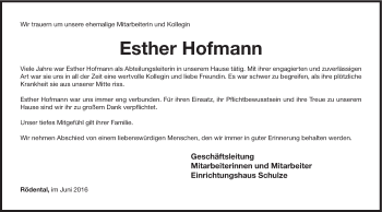 Anzeige von Esther Hofmann von MGO