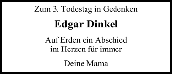 Anzeige von Edgar Dinkel von MGO