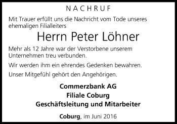 Anzeige von Peter Löhner von MGO