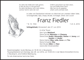 Anzeige von Franz Fiedler von MGO
