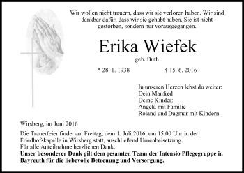 Anzeige von Erika Wiefek von MGO