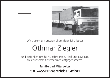 Anzeige von Othmar Ziegler von MGO