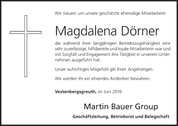 Anzeige von Magdalena Dörner von MGO