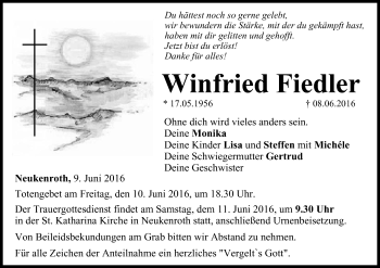 Anzeige von Winfried Fiedler von MGO