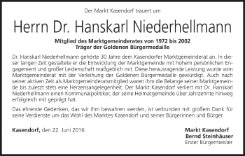 Anzeige von Hanskarl Niederhellmann von MGO