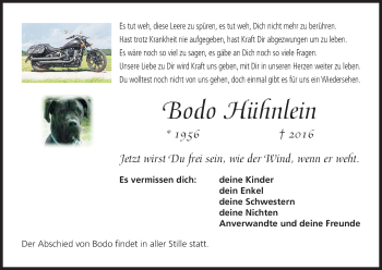 Anzeige von Bodo Hühnlein von MGO